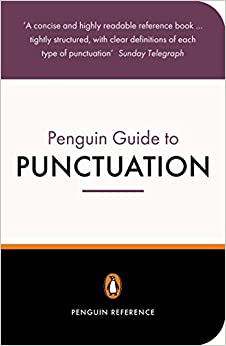 Book cover for The Penguin Guide to Punctuation, a simple cover with purple, white and black strips